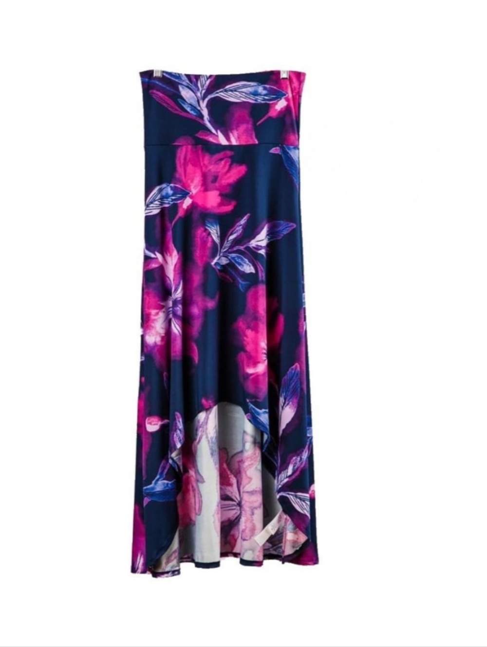 Floral High-Low OLIVIA Lularoe Skirt - Navy & Fuchsia 2x
